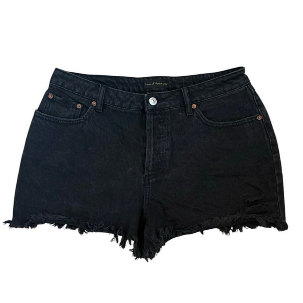 House of Harlow 1960 Black Distressed Denim Shorts Size 29